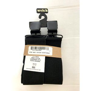 New Welch Men's Size‎ M 46" Long Elastic Black Webbing Clip Trucker Suspenders